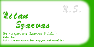 milan szarvas business card